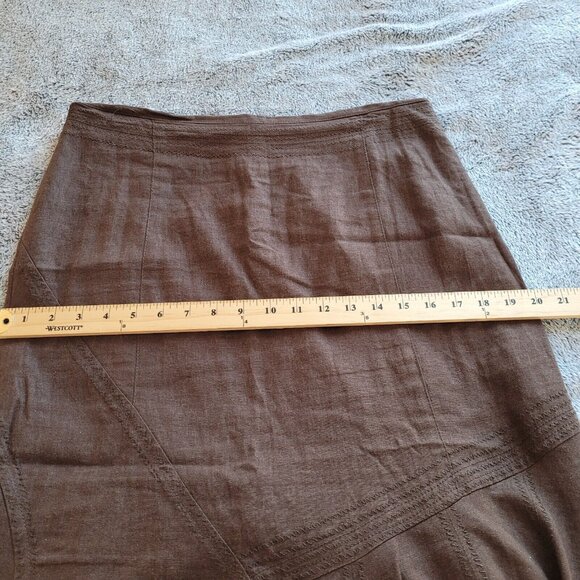 LArry Levine Womens Skirt Size 10 Brown Linen Blend Prairie Neutral Y2K 17170 - Picture 8 of 12